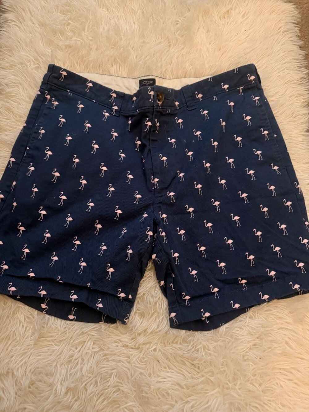 J.Crew Mens Chino Shorts Pink Flamingo Print size 34